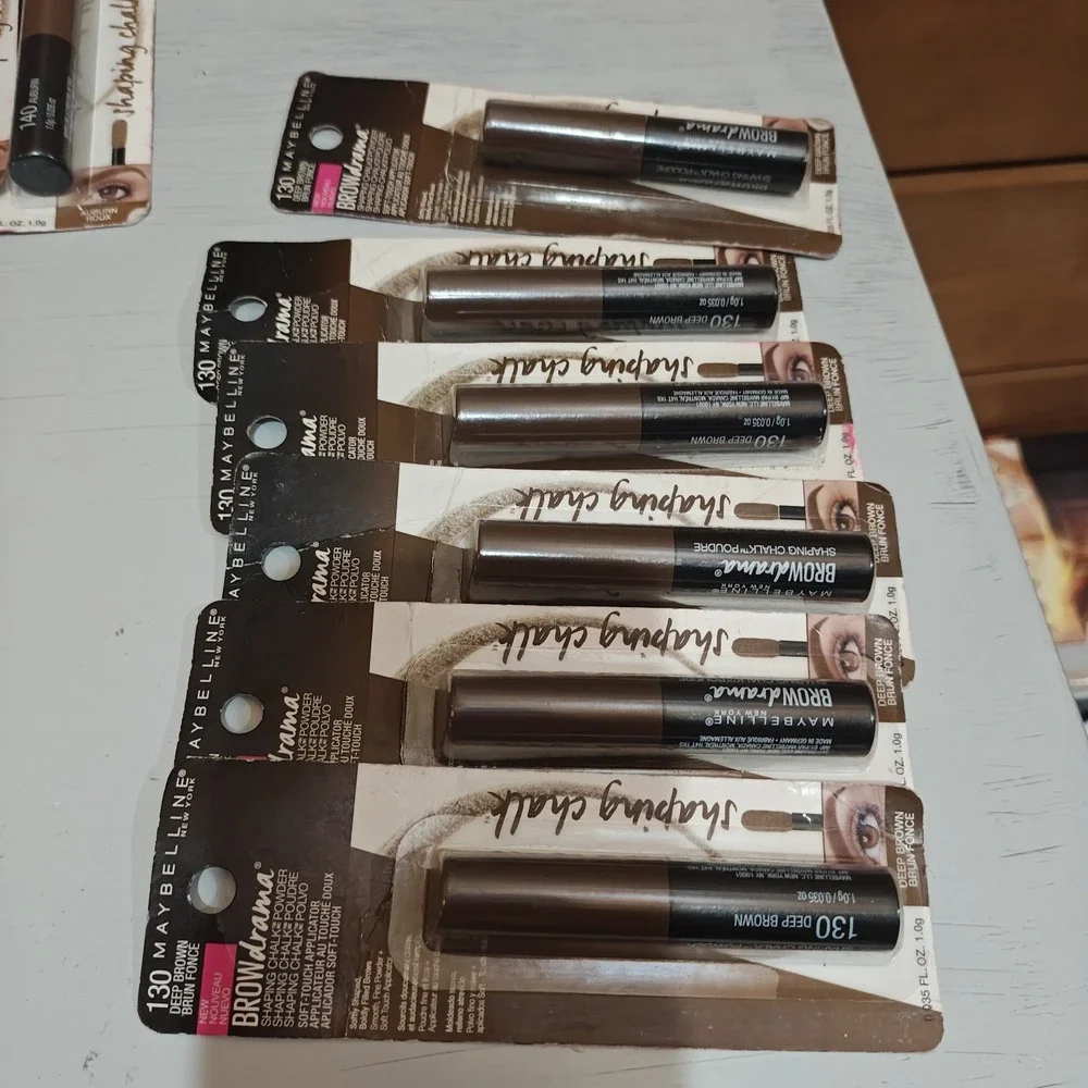 NEW Maybelline Brow Drama Shaping Chalk Powder- 130 Deep Brown 0.035 Fl OZ